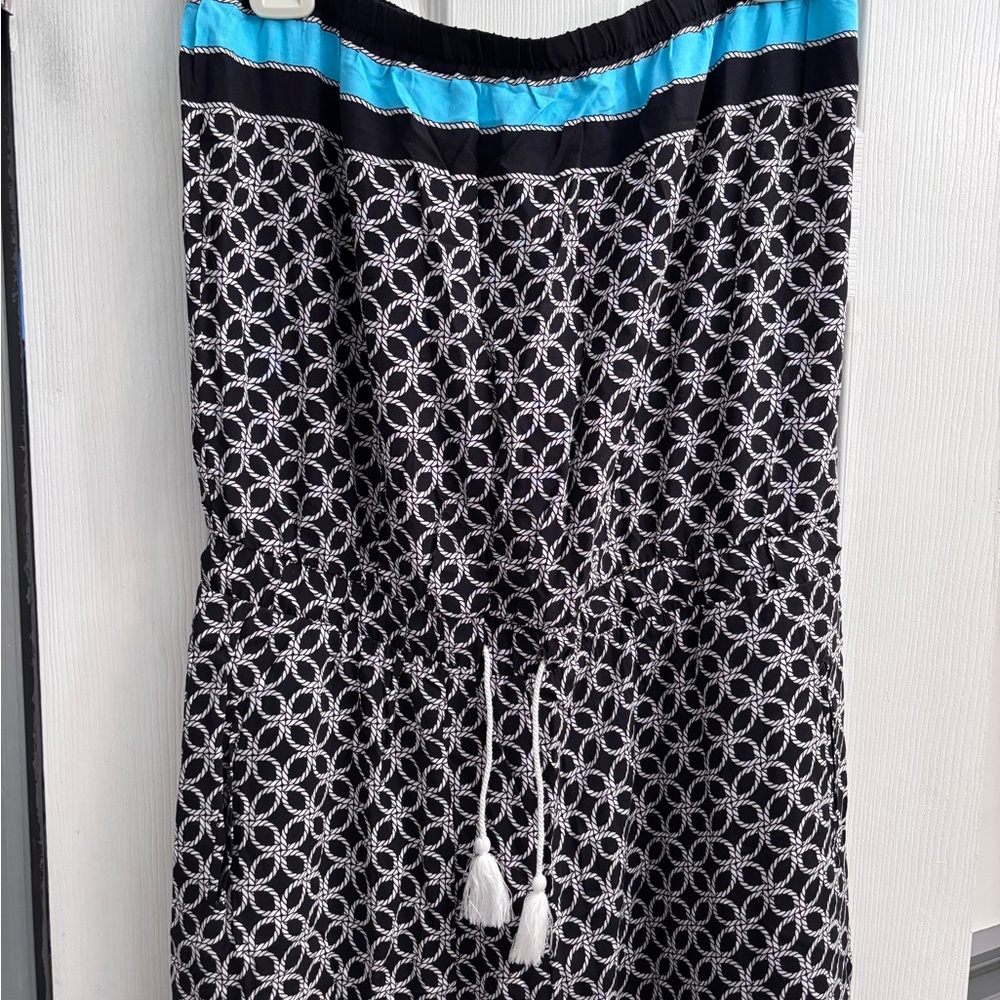 Michael Kors Navy and White Patterned Jumpsuit with turquoise Blue Accent